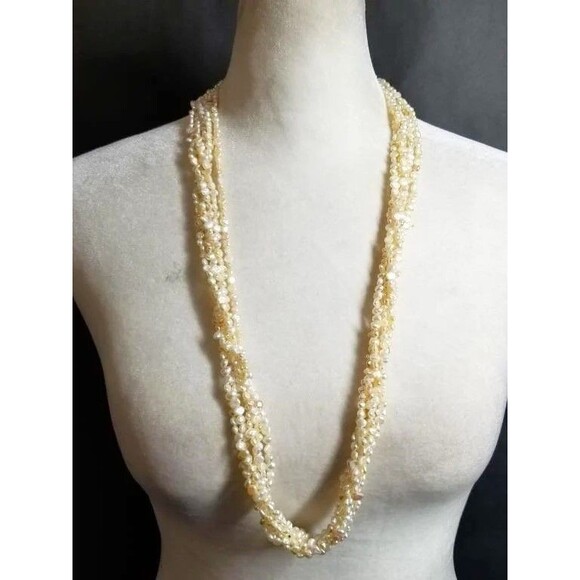 Luxury 5 Strand Pearl Necklace 30 IN & stamped 14k gold filigree clasps VTG Lux - Picture 12 of 15